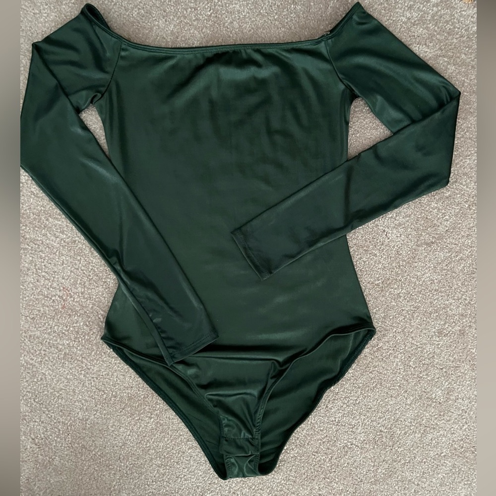 Hunter green off the shoulder bodysuit